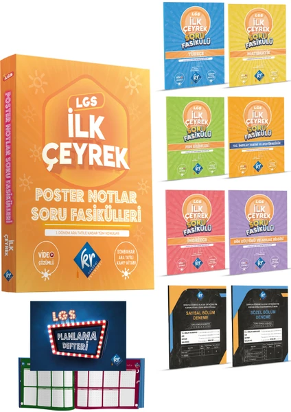 Kr Akademi Yayınları LGS Poster Notlar İlk Çeyrek Soru Fasikülleri LGS Planlama Defteri Hediyeli