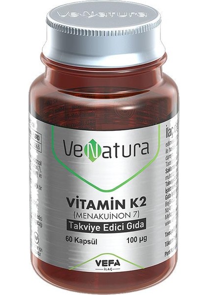 Vitamin K2 (Menakuinon 7) Takviye Edici Gıda 60 Kapsül