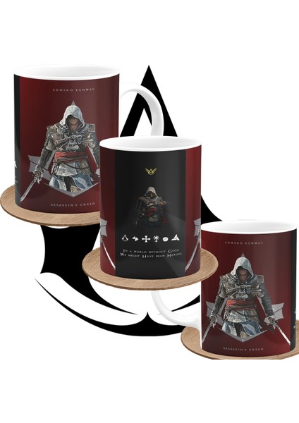 Assassin's Creed Edward Kenway Oyunculara Özel Tasarım Baskılı Porselen Kupa Bardak