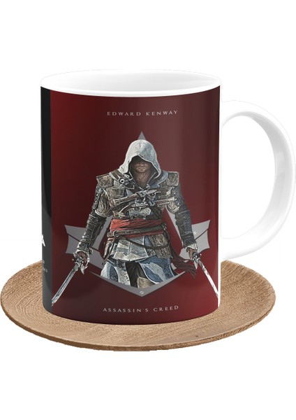Assassin's Creed Edward Kenway Oyunculara Özel Tasarım Baskılı Porselen Kupa Bardak
