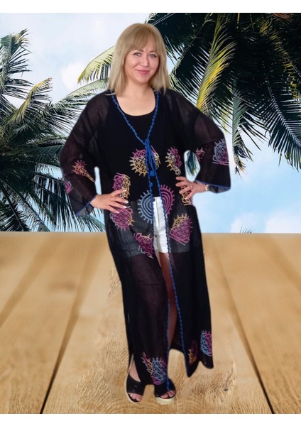 Taş Baskılı Uzun Pareo & Kimono modelleri