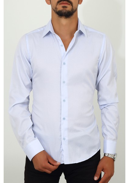 Slim Fit Açık Mavi Renk Erkek Gömlek
