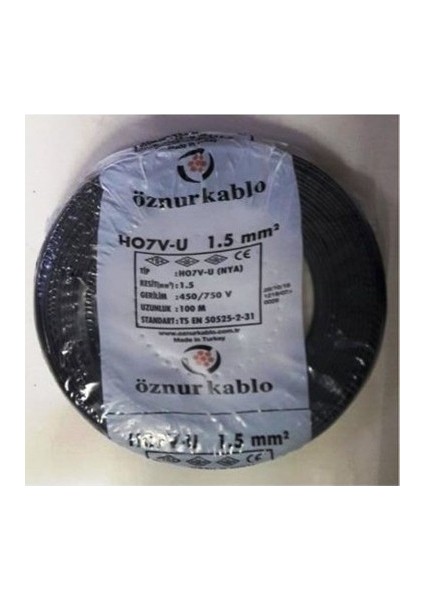 H07V-U (Nya) 1x1,5 Siyah