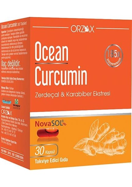 Ocean Curcumin Karabiber Ekstresi Takviye Edici Gıda 30 Kapsül