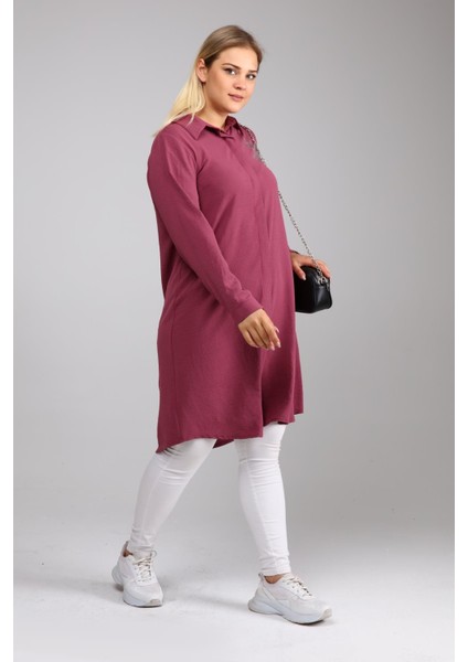 Kadın Büyük Beden Yaprak Baskılı Gömlek Tunik indirimleri