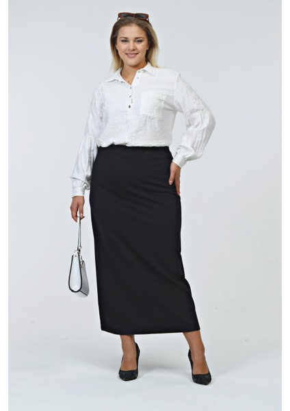 Kadın Büyük Beden Ottoman Çelik Kalem Etek Kışlık Örme Kumaş fırsatları