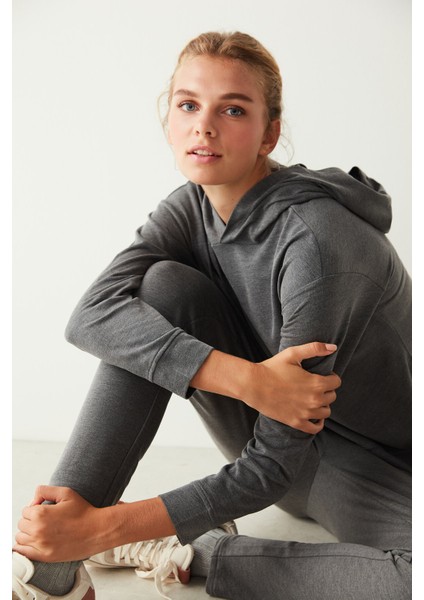 Koyu Gri Melanj Hot Tech Tayt