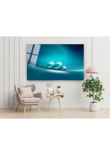 Turkuaz Soyut Parlayan Toplar Temperli Cam Üzerine Yüzen Su Damlacıkları Sanatı Ev Dekorasyonu fiyatları