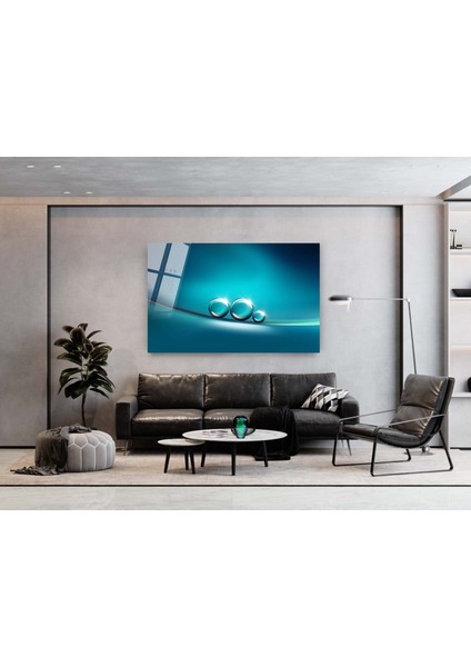 Turkuaz Soyut Parlayan Toplar Temperli Cam Üzerine Yüzen Su Damlacıkları Sanatı Ev Dekorasyonu indirimleri