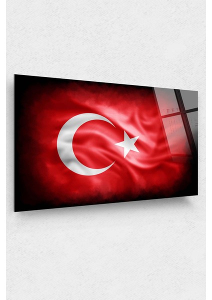 Kırmızı Türk Bayrağı Cam Tablo Şanlı Al Bayrağımız Göklerde Cam Tablo 29 Ekim Ofis Dekor