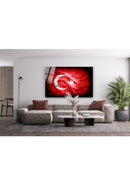 Kırmızı Türk Bayrağı Cam Tablo Şanlı Al Bayrağımız Göklerde Cam Tablo 29 Ekim Ofis Dekor fırsatları
