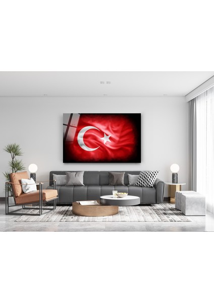 Kırmızı Türk Bayrağı Cam Tablo Şanlı Al Bayrağımız Göklerde Cam Tablo 29 Ekim Ofis Dekor indirimleri