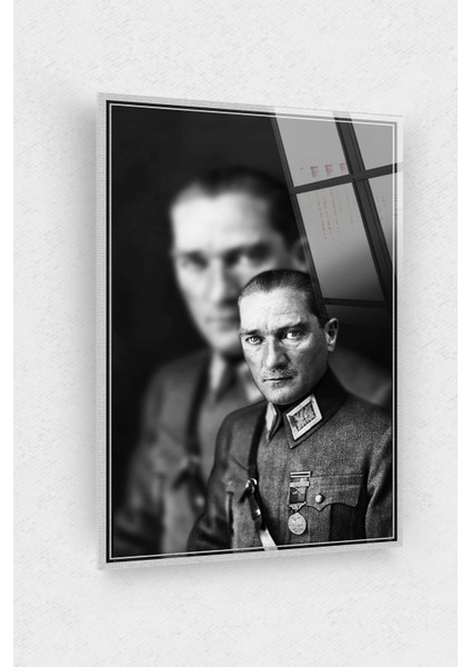Mustafa Kemal Atatürk Cam Tablo 120 Fotoğraf ile Atatürk Tablo Atatürk'ün Gençliğe Hitabı Ofis Dekor