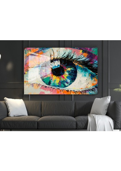 Renkli Göz Cam Tablo, Göz Tabloları, Insan Silüetleri, Duvar Dekor, Büyük Tablo, Cam Duvar Tablo
