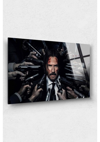 John Wick Cam Tablo, Film Tablo, Aktör Tablo, Duvar Dekor, Büyük Tablo, Cam Duvar Tablo