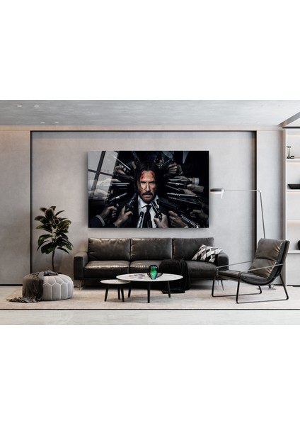 John Wick Cam Tablo, Film Tablo, Aktör Tablo, Duvar Dekor, Büyük Tablo, Cam Duvar Tablo