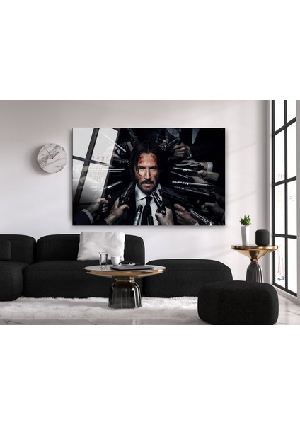 John Wick Cam Tablo, Film Tablo, Aktör Tablo, Duvar Dekor, Büyük Tablo, Cam Duvar Tablo