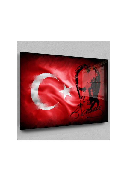 Atatürk Cam Tablo - Türk Bayrağı Cam Tablo - Atatürk Tablo - Türk Bayrağı Tablo- Cam Duvar Dekor