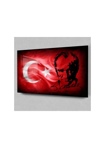 Atatürk Cam Tablo - Türk Bayrağı Cam Tablo - Atatürk Tablo - Türk Bayrağı Tablo- Cam Duvar Dekor
