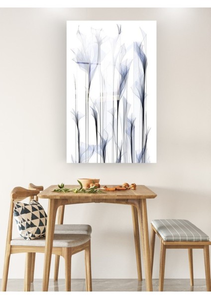 Mavi Çiçek Cam Tablo, Çiçek Tabloları, Doğa Tabloları, Duvar Dekor, Büyük Tablo, Cam Duvar Tablo modelleri