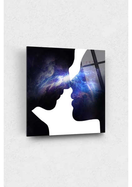 Öpüşen Kadın Erkek Cam Tablo, Kadın Erkek Tablolar, Duvar Dekor, Büyük Tablo, Cam Duvar Tablo