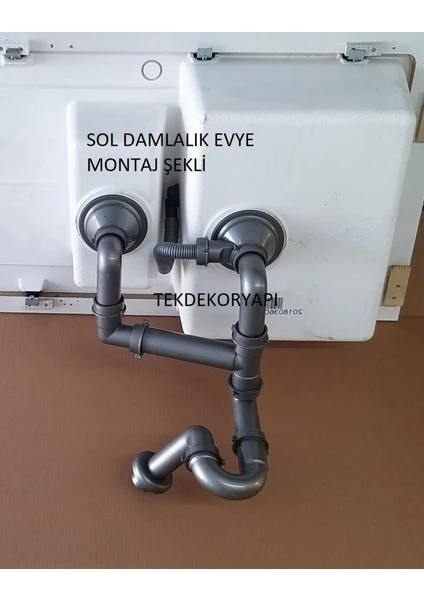 Tekdekor Granit Evye Sifonu Takımı 1,5göz Teka Franke Blonco Dominox  Sifonu