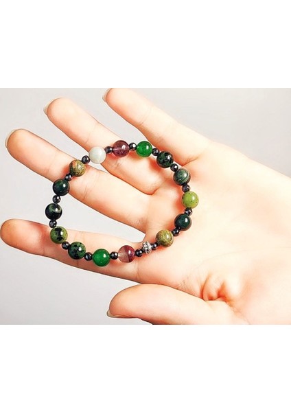 Florit Hematit Aventurin Jasper Kantaşı Unakit Yeşim Aytaşı Bileklik 8 mm