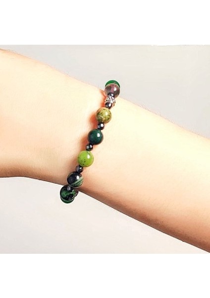 Florit Hematit Aventurin Jasper Kantaşı Unakit Yeşim Aytaşı Bileklik 8 mm