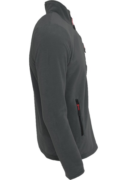 Antrasit Renk Shoftsell Polar Erkek Standart Kalıp Tam Fermuarlı 3 Çepli Erkek Rahat Polar Outdoor modelleri