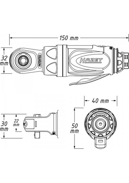 9020-P2 40 Nm 1/4" Hazet Havalı Mini Cırcır