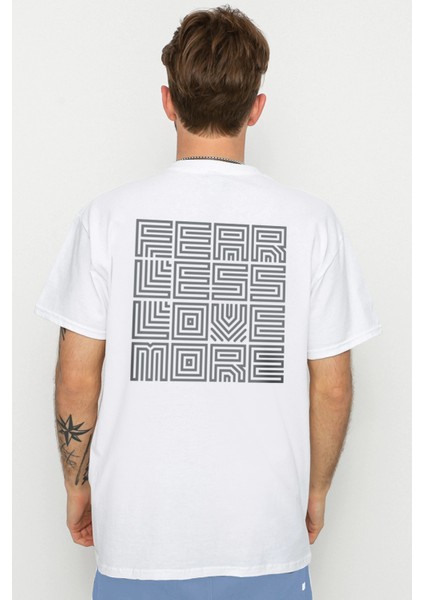 Karede Sevgi Beyaz Kısa Kollu Ön ve Arka Baskılı Erkek T-Shirt