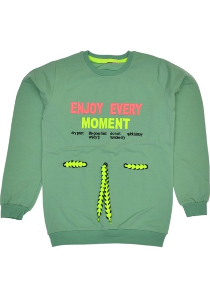 Kız Çocuk Enjoy Yazı Nakışlı Önü Ip Detaylı Sweatshirt