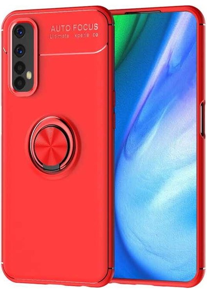 Realme 7 Kılıf Metal Yüzüklü Standlı Yumuşak Ravel Silikon Kapak