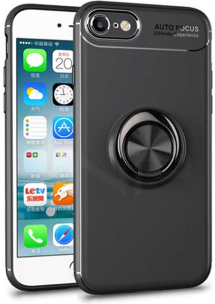 Apple iPhone Se 2022 Kılıf Metal Yüzüklü Standlı Yumuşak Ravel Silikon Kapak