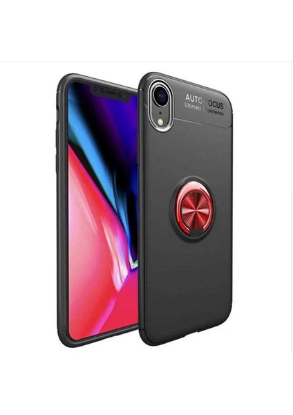 Kip GSM Apple iPhone Xr 6.1 Kılıf Metal Yüzüklü Standlı Yumuşak Ravel Silikon Kapak