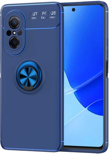 Huawei Nova 9 Se Kılıf Metal Yüzüklü Standlı Yumuşak Ravel Silikon Kapak