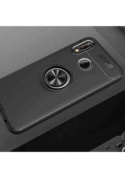 Kip GSM Huawei P Smart 2019 Kılıf Metal Yüzüklü Standlı Yumuşak Ravel Silikon Kapak