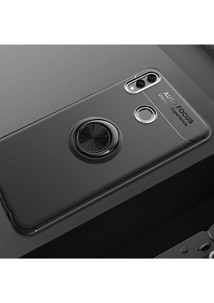 Huawei Honor 8c Kılıf Metal Yüzüklü Standlı Yumuşak Ravel Silikon Kapak