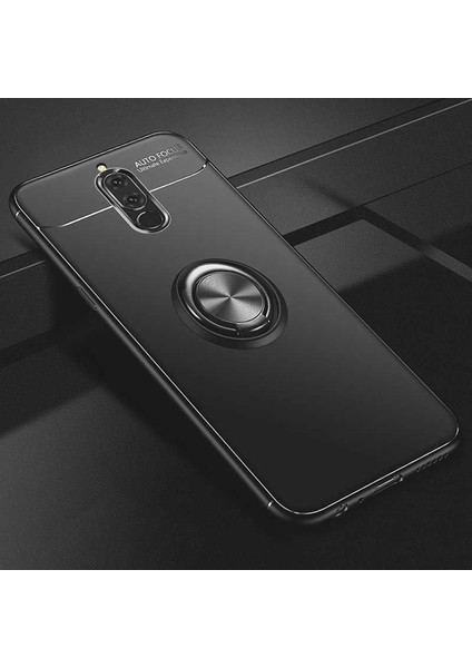Huawei Mate 10 Lite Kılıf Metal Yüzüklü Standlı Yumuşak Ravel Silikon Kapak