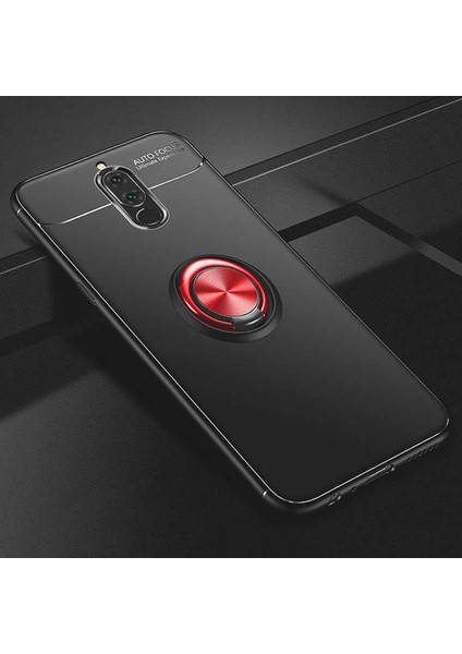 Huawei Mate 10 Lite Kılıf Metal Yüzüklü Standlı Yumuşak Ravel Silikon Kapak