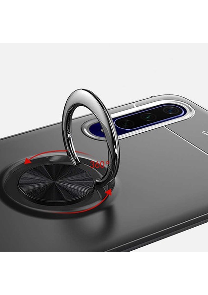 Huawei P Smart Pro 2019 Kılıf Metal Yüzüklü Standlı Yumuşak Ravel Silikon Kapak