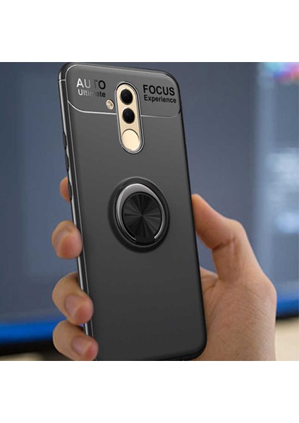 Huawei Mate 20 Lite Kılıf Metal Yüzüklü Standlı Yumuşak Ravel Silikon Kapak modelleri