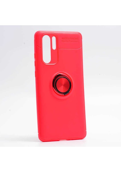 Huawei P30 Pro Kılıf Metal Yüzüklü Standlı Yumuşak Ravel Silikon Kapak