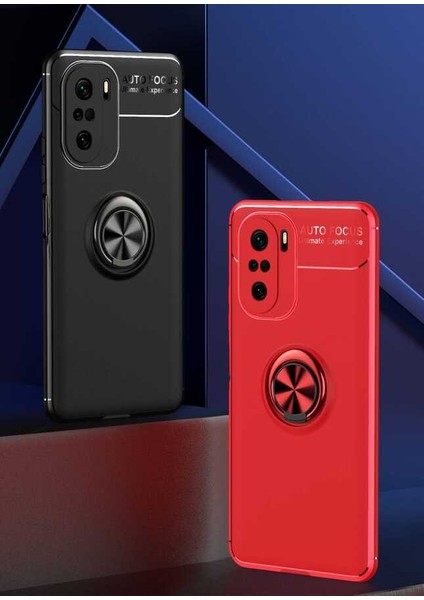 Xiaomi Mi 11i Kılıf Metal Yüzüklü Standlı Yumuşak Ravel Silikon Kapak