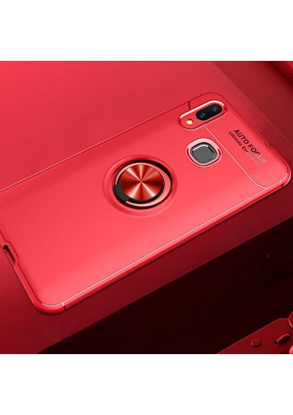 Huawei Y7 Prime 2019 Kılıf Metal Yüzüklü Standlı Yumuşak Ravel Silikon Kapak