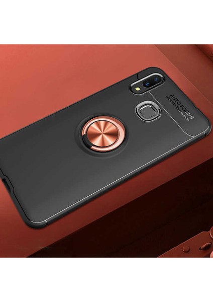 Huawei Y7 Prime 2019 Kılıf Metal Yüzüklü Standlı Yumuşak Ravel Silikon Kapak