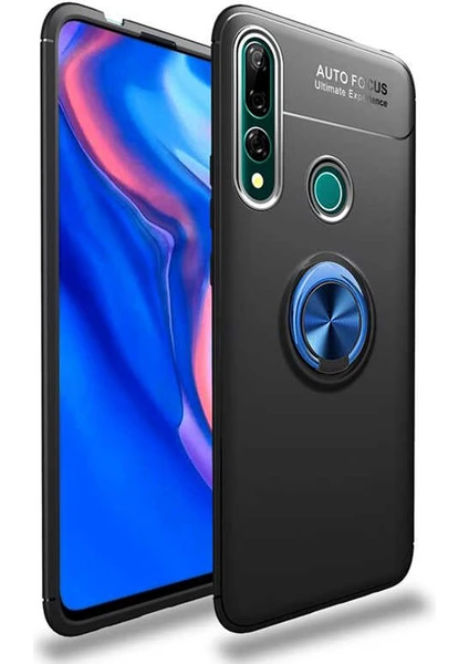 Kip GSM Huawei Y9 Prime 2019 Kılıf Metal Yüzüklü Standlı Yumuşak Ravel Silikon Kapak