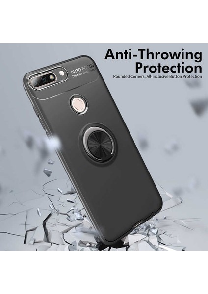 Huawei Y7 2018 Kılıf Metal Yüzüklü Standlı Yumuşak Ravel Silikon Kapak fiyatları
