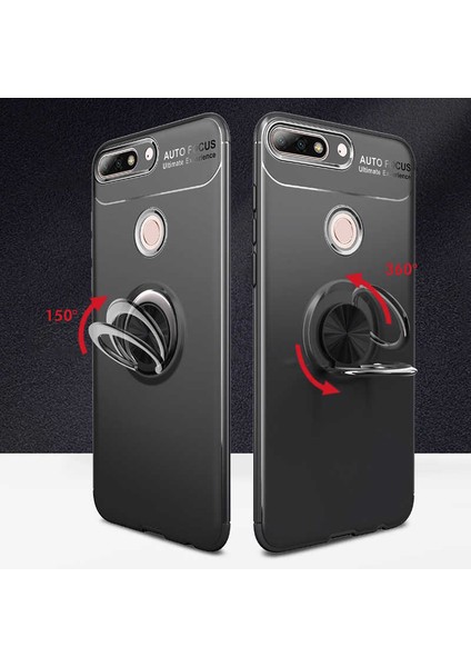 Huawei Y7 2018 Kılıf Metal Yüzüklü Standlı Yumuşak Ravel Silikon Kapak modelleri
