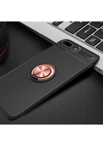 Apple iPhone 7 Plus Kılıf Metal Yüzüklü Standlı Yumuşak Ravel Silikon Kapak